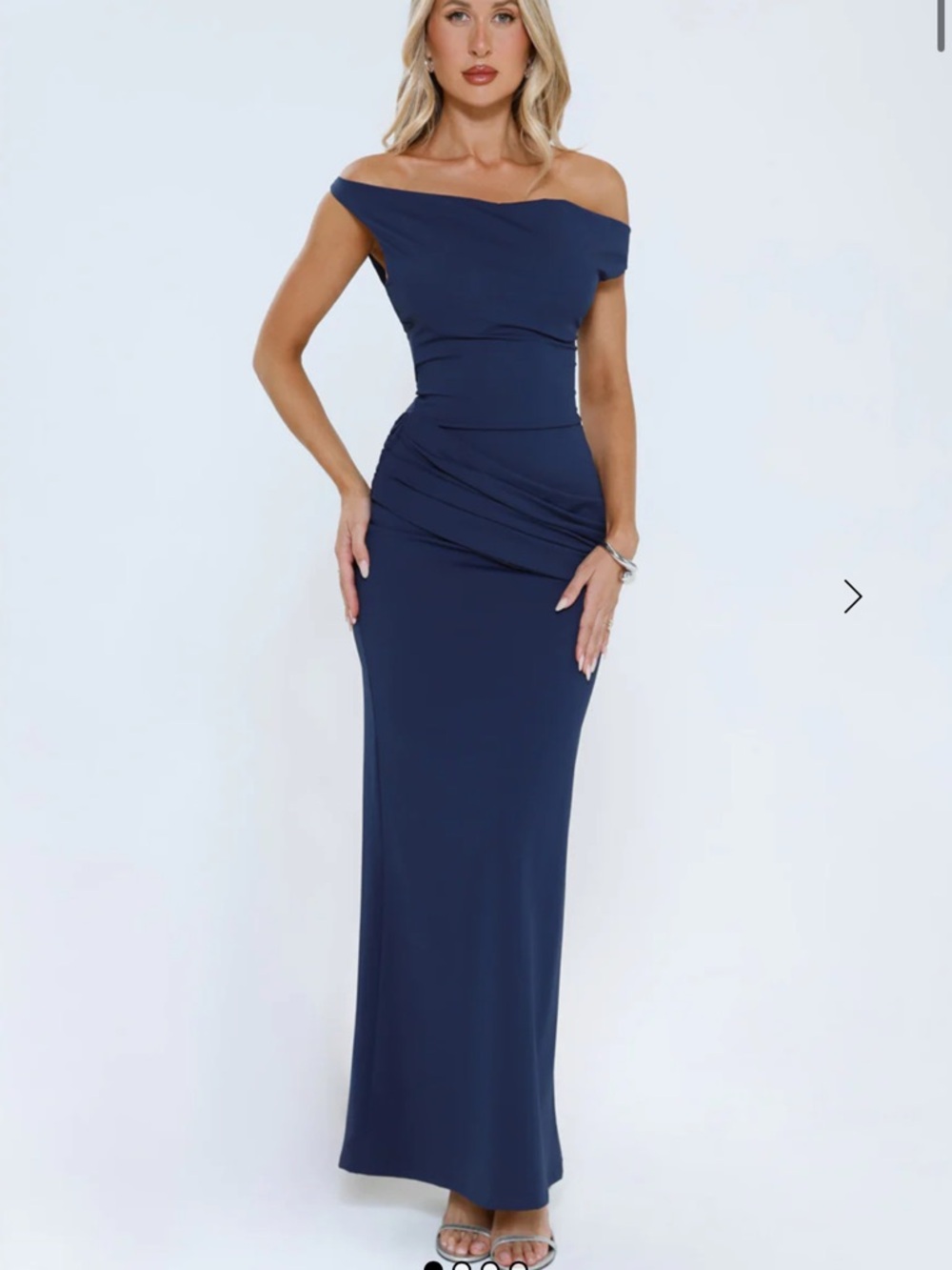 Hello Molly Navy One-Shoulder Evening Gown